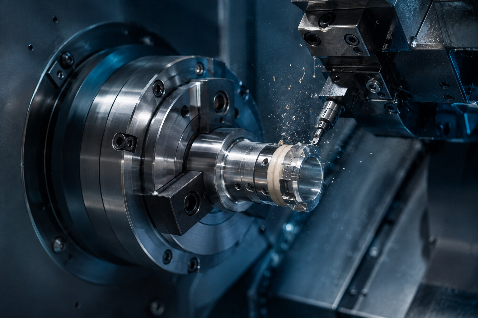 Usinagem de componente industrial sob medida em equipamento CNC